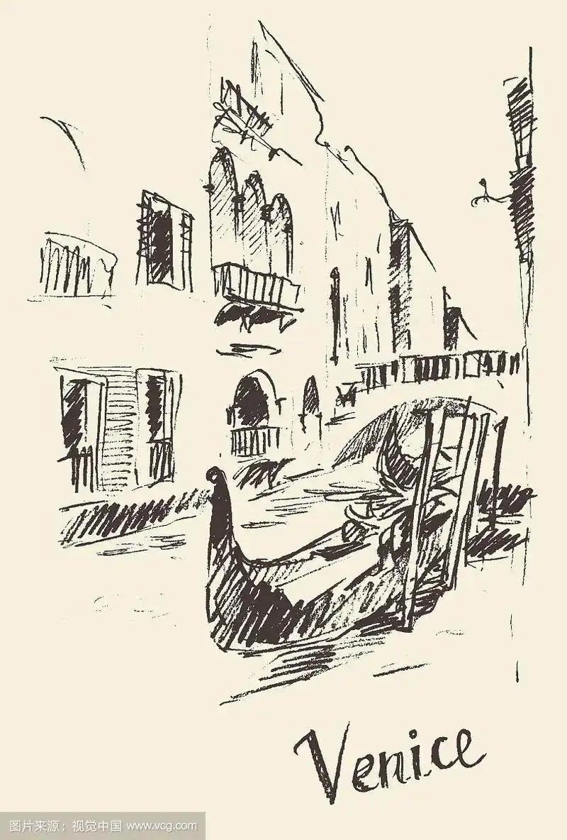 意大利威尼斯的街道,贡多拉古董雕刻