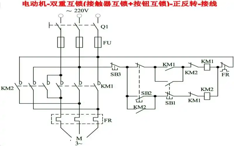 07.电动机-双重互锁(接触器互锁 按钮互锁)-正反转-接线