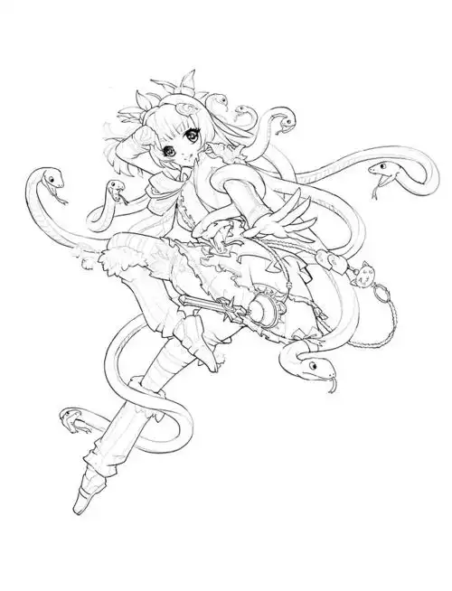 美杜莎-5(被骗的线稿上色图,希望看到这个线稿的别接了,)