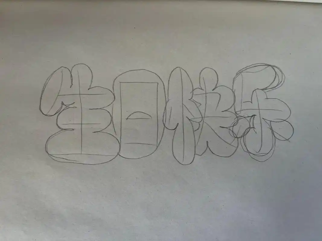 生日快乐泡泡字涂鸦教程!就这么一画那么一画就完成咯!