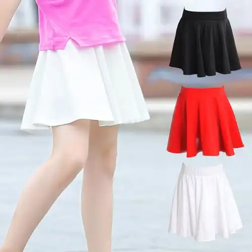 女童百褶裙半身裙运动洋气小学生黑色红色校服裙表演出儿童短裙子