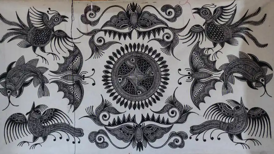 贵州蜡染黑蜡画的传统精美图案绝了