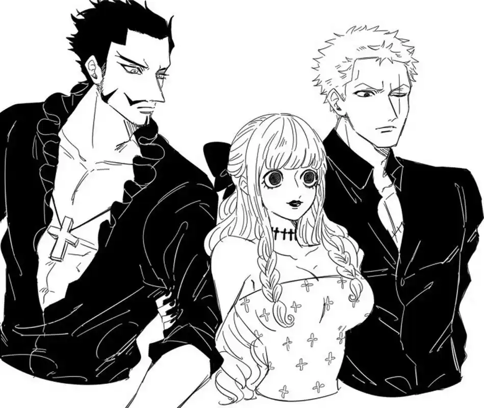 海贼王趣图# 老父亲鹰眼,儿子索隆,儿媳佩罗娜,这个场面很和谐.