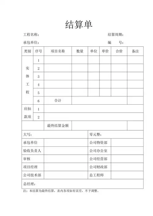 若内容存在侵权,请进行举报或认领文档简介结算单工程名称: 结算周期