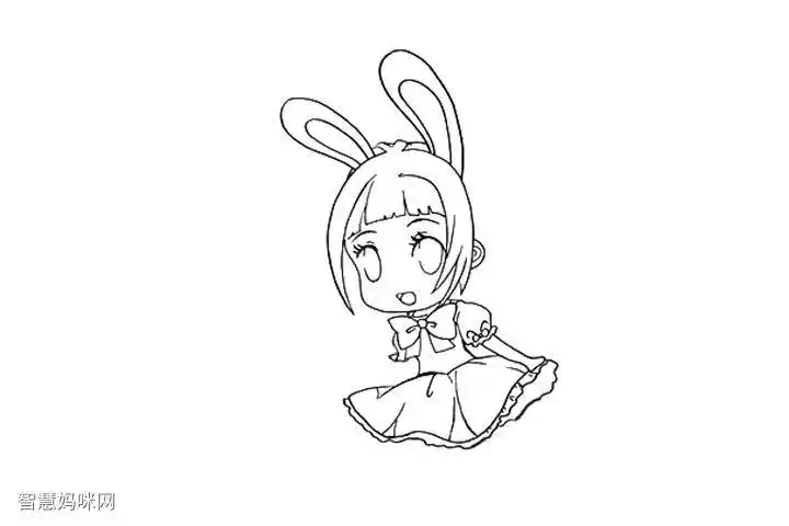 萌萌的q版动漫小女孩怎么画-图1简笔画作品完成图