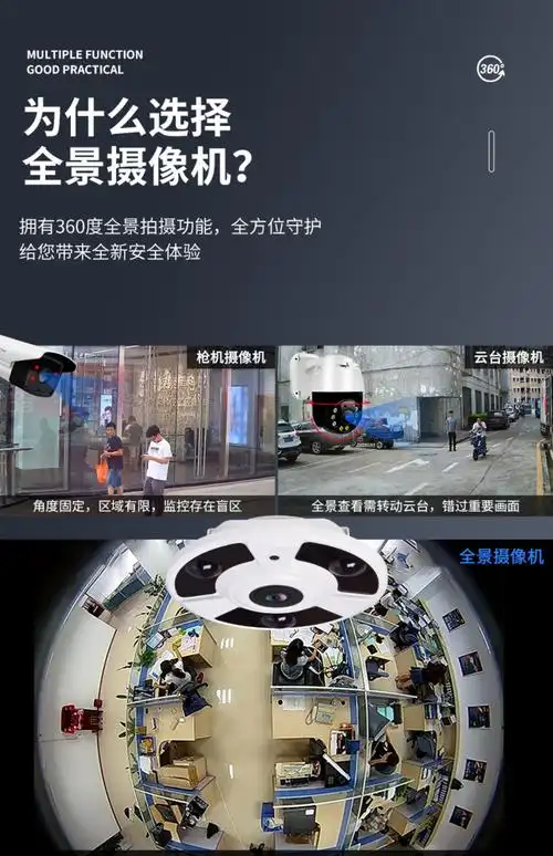 500万鱼眼广角摄像头360度全景poe供电有线网络摄像机兼海康大华 全景