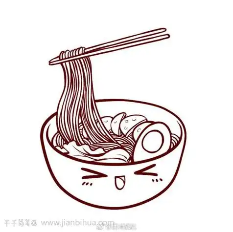 美味可口的面条简笔画面条的简笔画图片的画法面条是我们生活常吃的