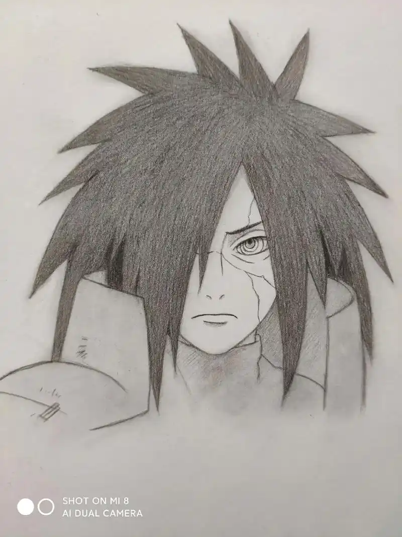 火影忍者 #宇智波斑 #动漫绘画,铅笔起形炭笔勾线上色 - 抖音