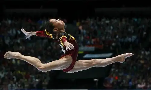 图文:体操世锦赛平衡木决赛 商春松做动作