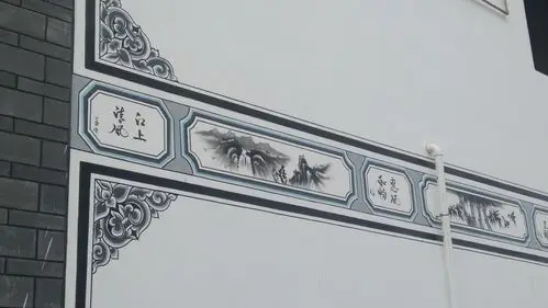 白族民居云南白族文化墙体彩绘壁画墙绘白族民居彩绘