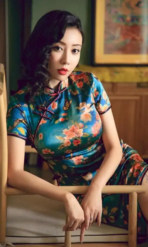 高叉旗袍身材火辣风韵多姿美女写真