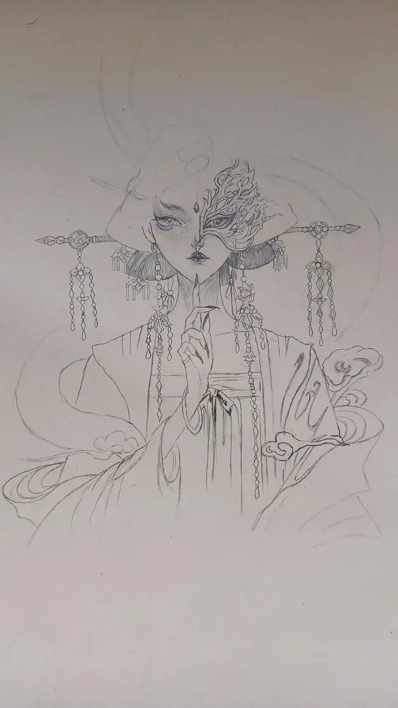 绘画 #乱涂乱画 半面妆小教程临摹滴最后一张我自己改来 - 抖音