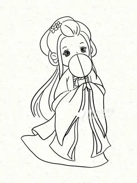 古风简笔画q版人物女