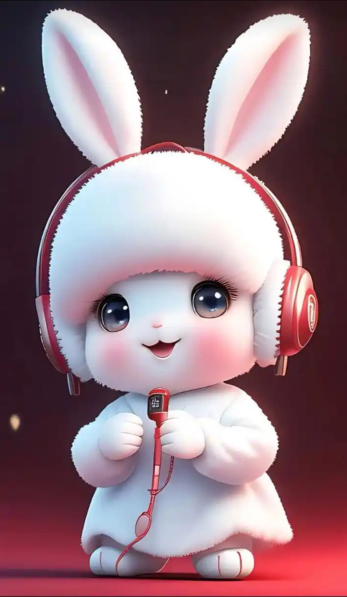 戴着耳麦的可爱萌图