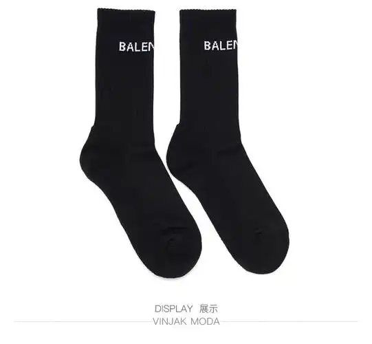 balenciaga巴黎世家新款男士logo嵌花网球袜针织袜袜子白色l