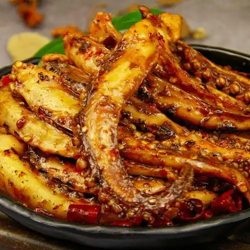 260g装麻辣香辣鱿鱼须即食小海鲜熟食即食罐装罐头麻辣小海鲜