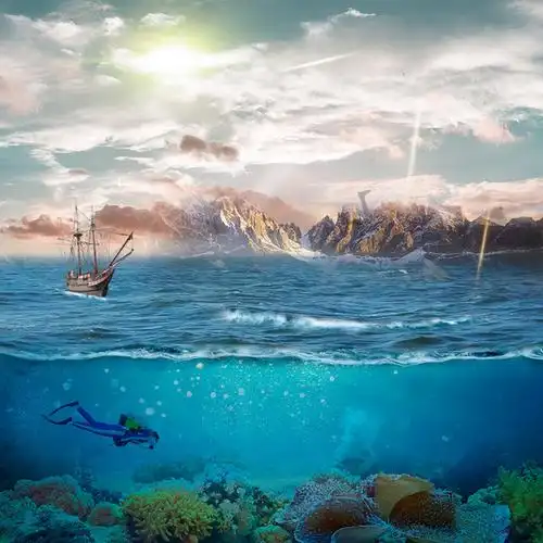 蓝色海洋潜水用品psd分层主图背景海报背景图片免费下载_广告背景