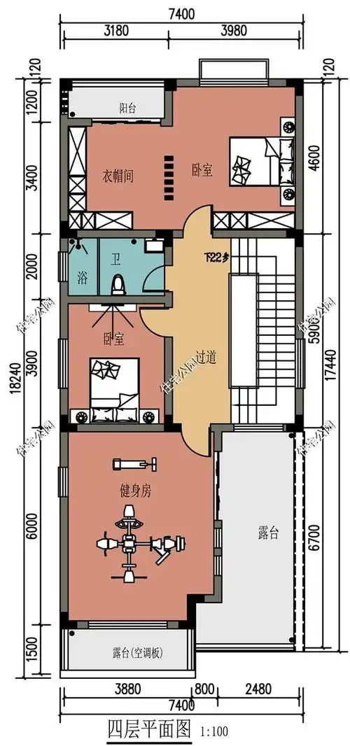 看看这套户型,挑空客厅,健身房全都有