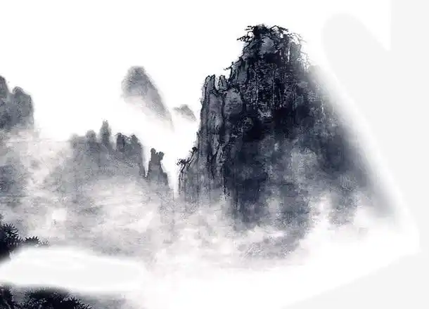 水墨画云雾山