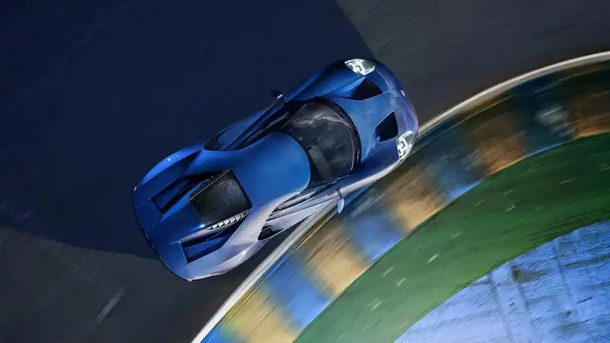 福特gtii蓝色跑车顶视图4k