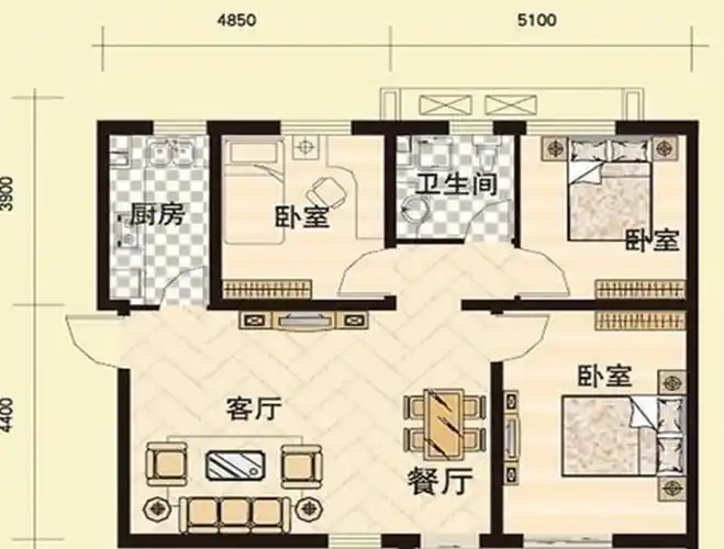 90平方平面图三室一厅,90平米三室一厅平面图_文秘苑图库