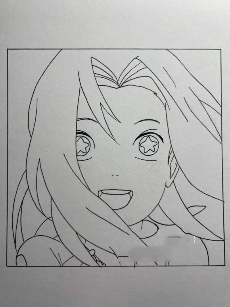 手绘|火影忍者·小樱94 附线稿过程 画一幅超可爱的小樱 7815