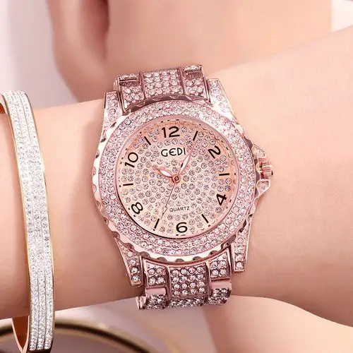 gedi新款奢华镶钻女士手表高档大牌跨境时尚国产腕表