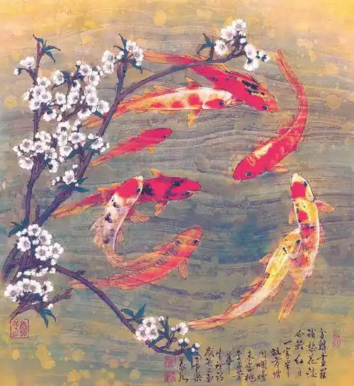 盛世有余陈义水中国画鱼水相融作品