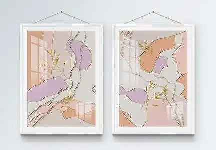 现代简约手绘抽象装饰画图片