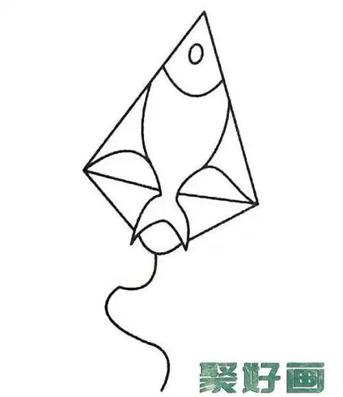 的简笔画金鱼造型风筝简笔画金鱼风筝简笔画视频小鱼形状风筝简笔画