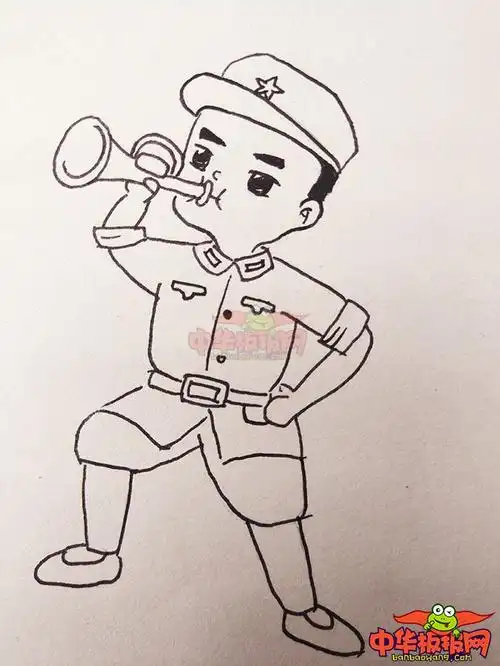 红军战士怎么画,红军战士简笔画步骤