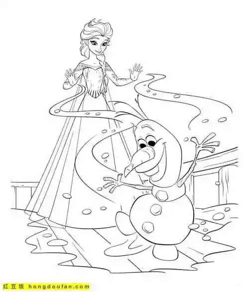 善良的艾莎公主和安娜公主涂色图片免费下载-红豆饭小学生简笔画大全