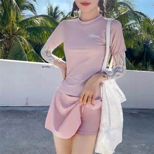 泳衣更新时间:2022年04月02日学生游泳衣女保守减龄夏防晒长袖显瘦裙