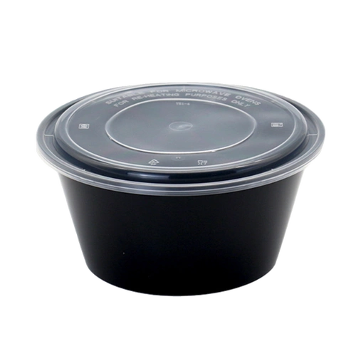 黑色一次性圆形1000ml打包盒加厚餐盒塑料外卖饭盒快餐盒汤碗带盖