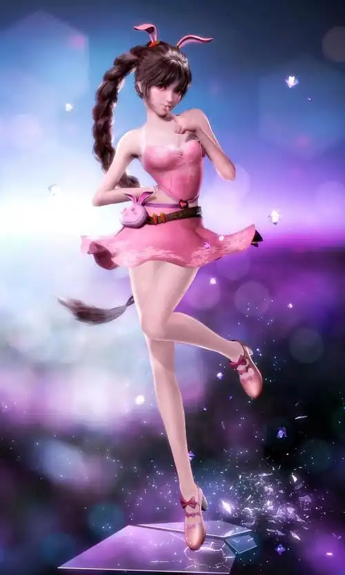 斗罗大陆小舞穿着粉红色长裙(同样是披肩散发)