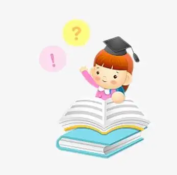 带博士帽看书的卡通女孩