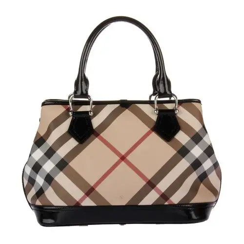 【burberry博柏利 手提包】(博柏利)卡其色经典格子pvc手提包【正品