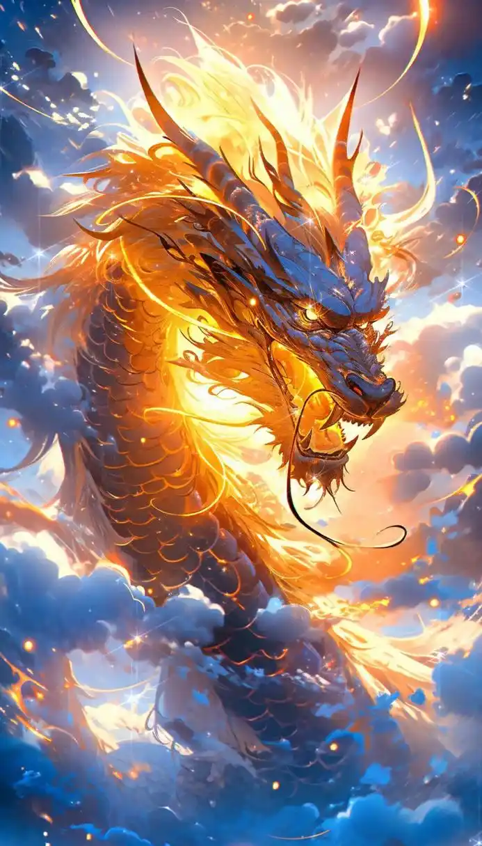 全民ai创作节# 97巨大的火龙在云层中翻腾,97威武霸气的身姿令人