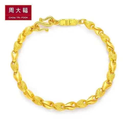 周大福珠宝首饰简约贝壳足金金手链计价工费258元f105566