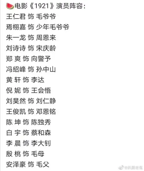 电影1921演员阵容