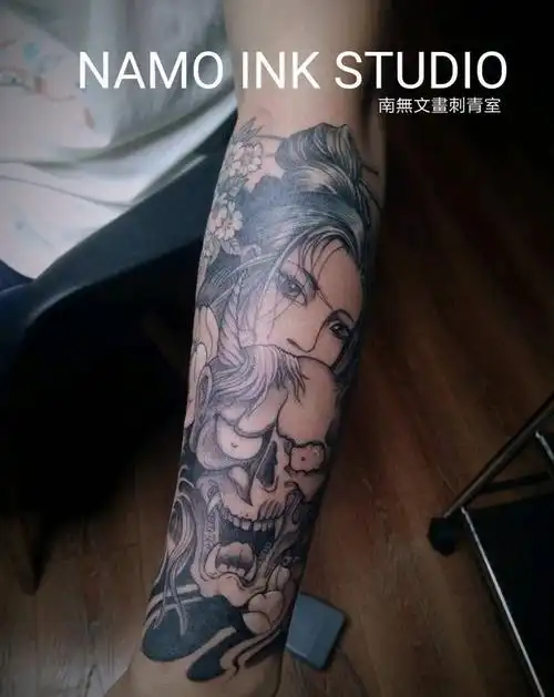 艺伎般若【遮盖】纹身图片_手臂新传统纹身图案