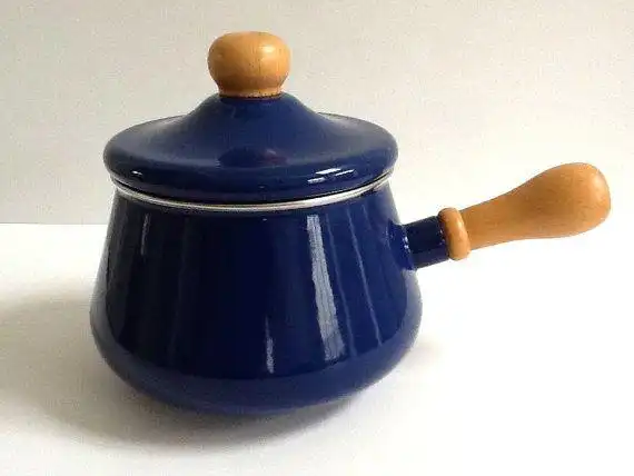 cobalt blue enamel lidded sauce pan, 2.