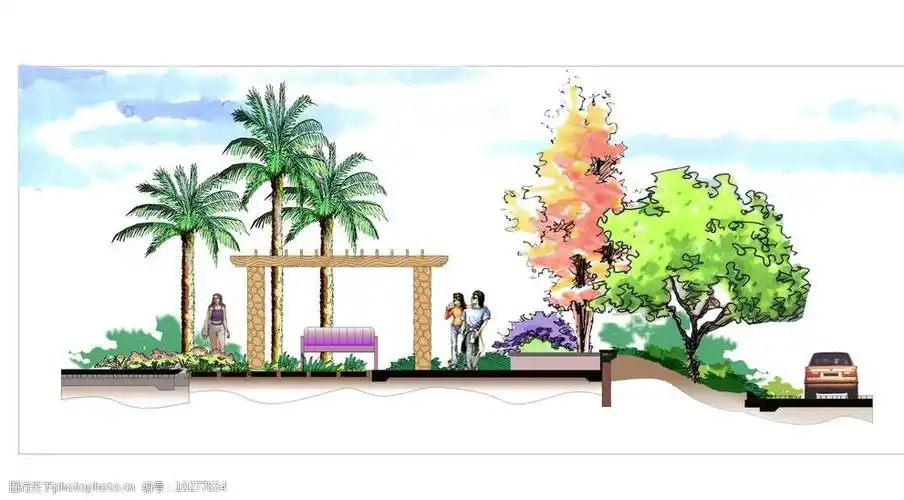 景观设计彩色立面效果图片