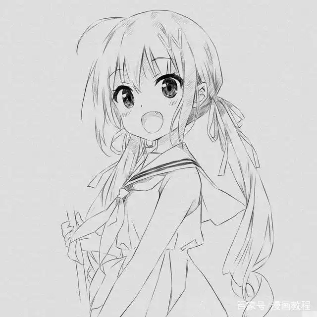 手绘教学:教你画一枚向日葵漫画女孩 萌妹子小虎牙很可爱