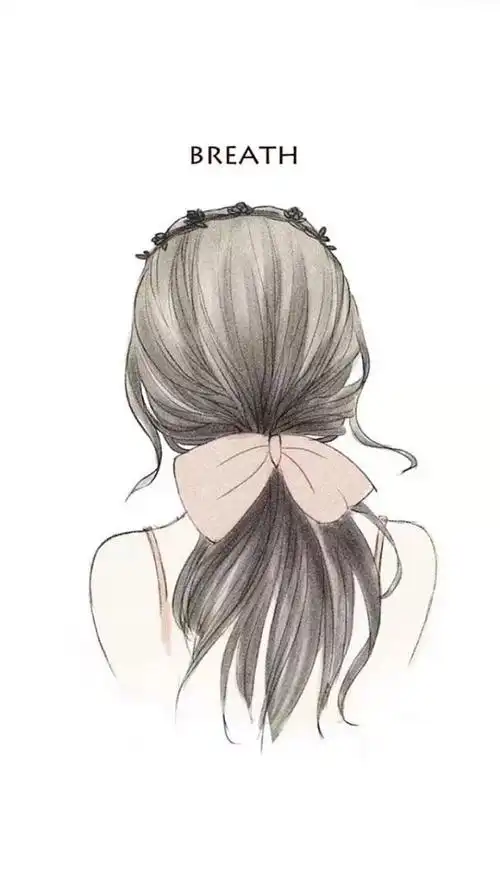 插画长发女孩简约文艺清新自然唯美女生头像手机壁纸聊天背景