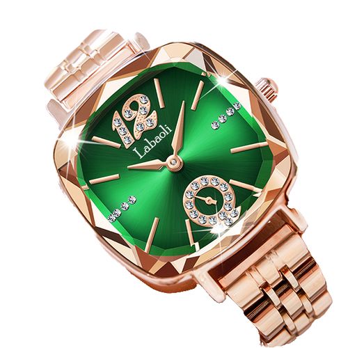 银泰撤柜拉宝丽轻奢镶钻方形气质女表独立秒盘国产腕表