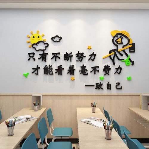 教室育辅导班文化背景布置培训机构墙面装饰品贴纸壁画学校自习室