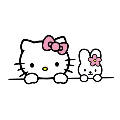 hello kitty猫 尾部贴 随意贴 划痕贴 搞笑可爱卡通 个性贴纸