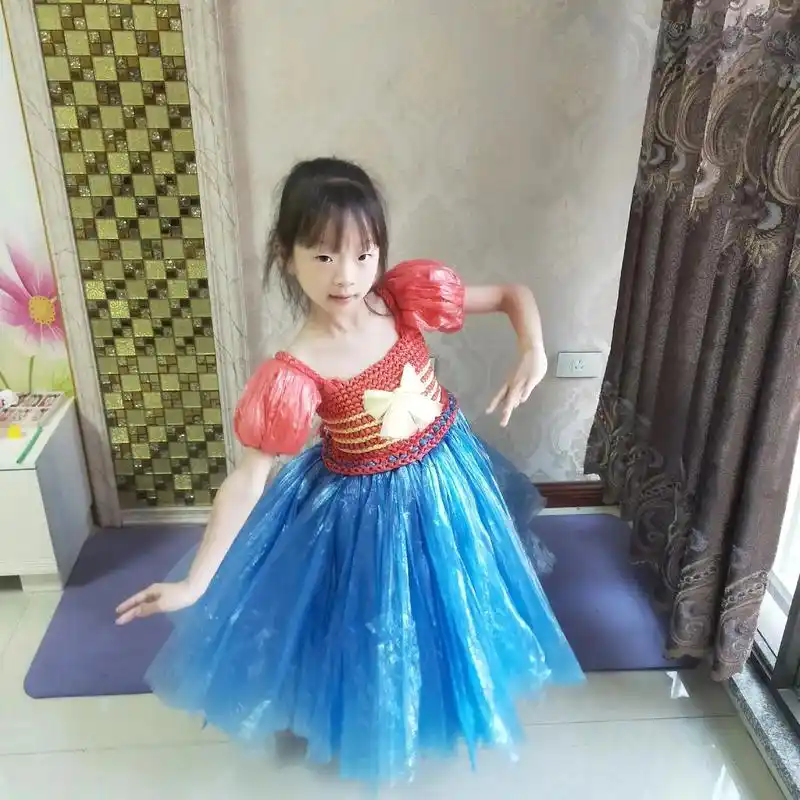 变废为宝,垃圾袋做的公主裙,白雪公主来啦 - 抖音
