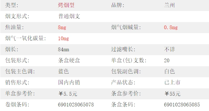 兰州烟兰州蓝多少钱一盒兰州蓝香烟价格表图片